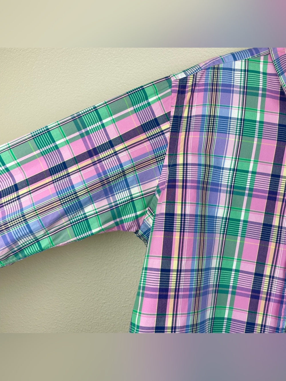 Ralph Lauren Men's Large Pastel Madras Plaid Classic Fix Button Down Shirt Oxfor - Picture 6 of 16